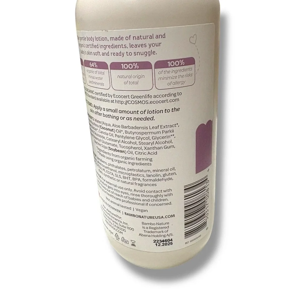 Bambo Nature Snuggle Time Body Lotion Natural Organic Gentle Baby Skin 16.9 floz